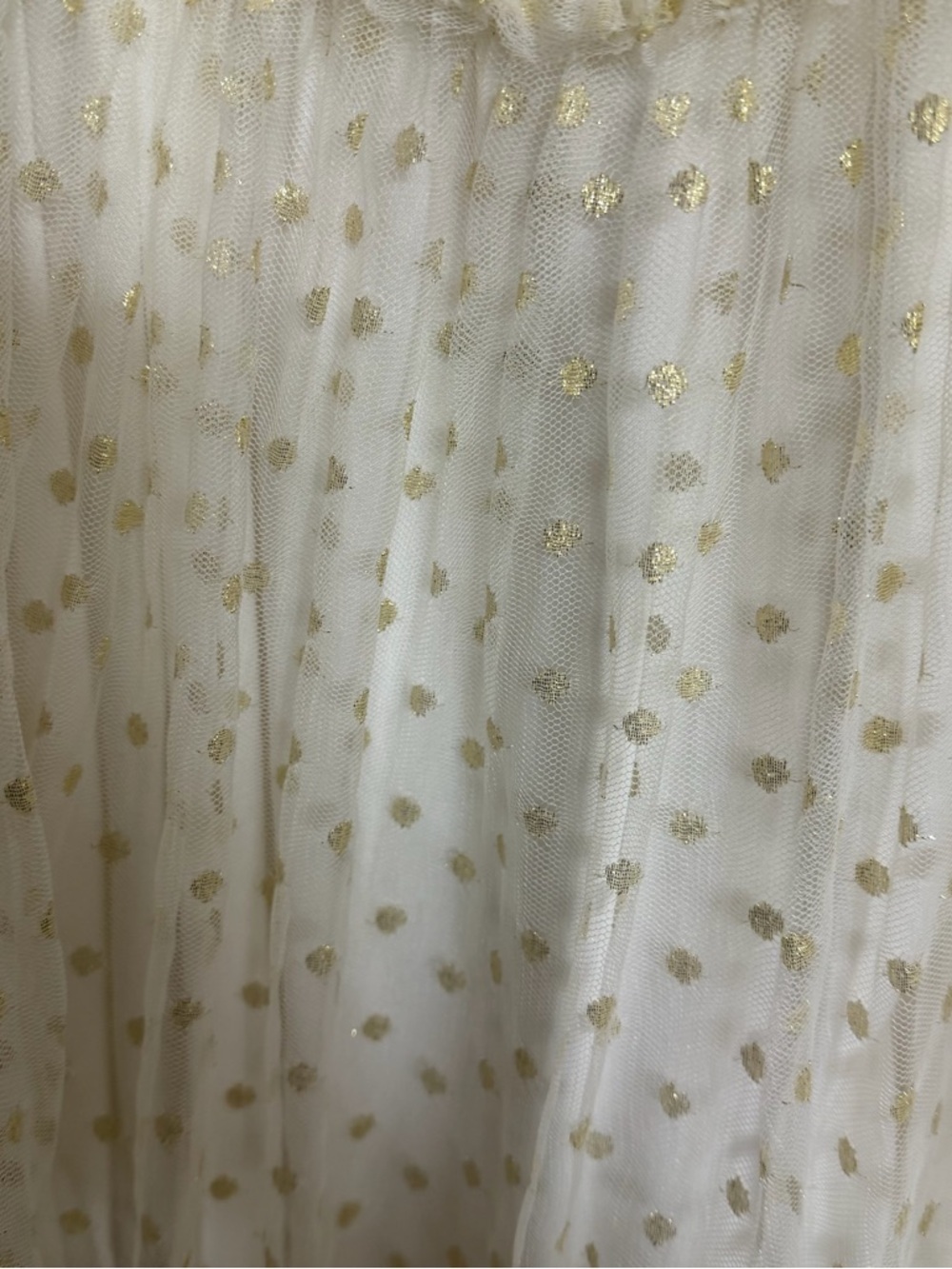 Girls Mini Biden White and Gold Dot Tulle Dress - Picture 3 of 5